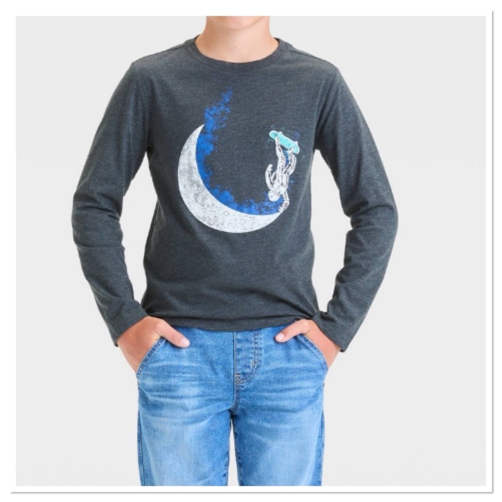 Boy’s Long Sleeve Astronaut Skater Graphic T-Shirt Cat & Jack Glow In The Dark